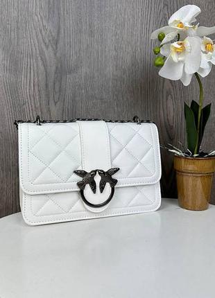 Жіноча міні сумочка клатч  з пташками, маленька сумка на ланцюжку  білий3 фото