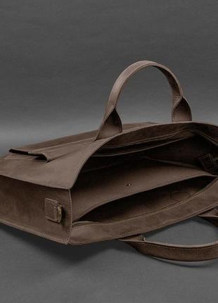 Кожаная сумка для ноутбука и документов универсальная темно-коричневая crazy horse6 фото