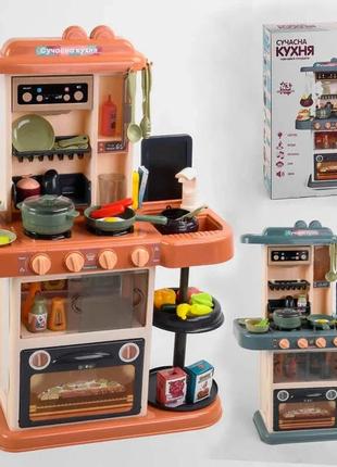 Детская игровая кухня "tk group", 2 цвета, на батарейках, подсветка, звук, мелодии, пар, течет вода1 фото
