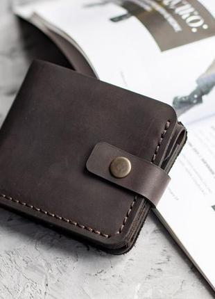 Мужской кожаный кошелек коричневый бумажник для карточек с монетницей натуральная кожа crazy horse2 фото