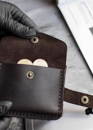 Мужской кожаный кошелек коричневый бумажник для карточек с монетницей натуральная кожа crazy horse9 фото