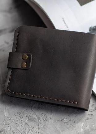 Мужской кожаный кошелек коричневый бумажник для карточек с монетницей натуральная кожа crazy horse6 фото