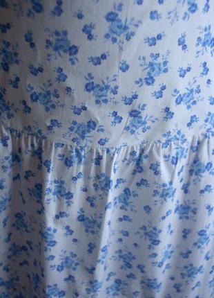 Роскошная, пышная, длинная юбка в голубый цветочек, с воланами, коттон4 фото
