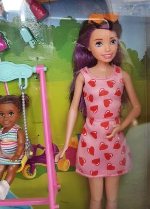 Набор кукла барби скимпер с ребенком на детской площадке7 фото