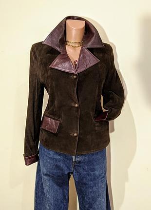 Шкіряний жакет замшевий піджак шкіряна куртка замшева коричневий з натуральної замші