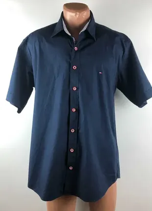 Рубашка tommy hilfiger темно-синяя мужская 3xl