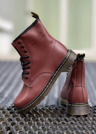 Зимние ботинки с мехом dr. martens 1460 bordo бордовые, доктор мартинс, мартенс3 фото