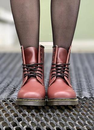 Зимние ботинки с мехом dr. martens 1460 bordo бордовые, доктор мартинс, мартенс4 фото