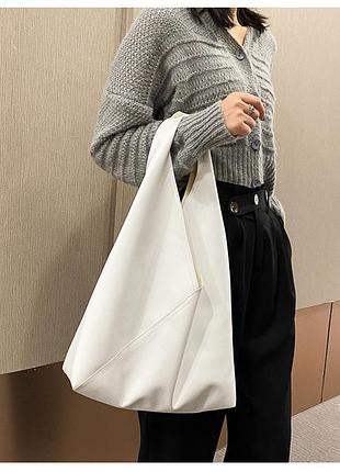 Сумка шопер з матової еко шкіри колір білий
