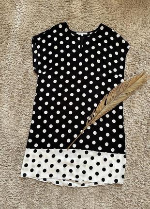 Сукня в горох літня чорне плаття без рукавів вільне