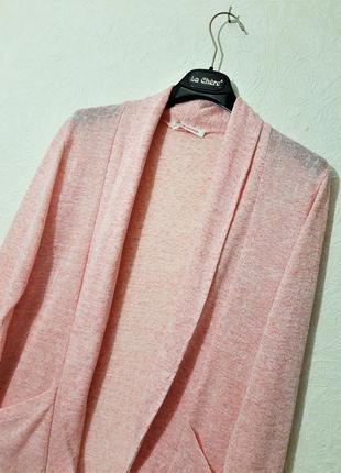 New fashion брендова кофта кардиган накидка рожева в'язана трикотаж жіноча довгі рукави комір-шалька4 фото
