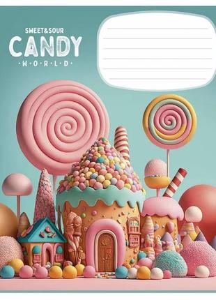 Тетрадь ученическая "candy world" 012-3266k-3 в клетку, 12 листов