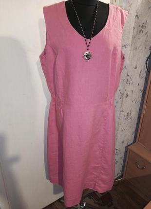 Льняное-100% лён,женственное,розовое платье,большого размера,бохо,lackpox1 фото