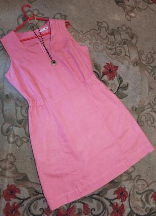 Льняное-100% лён,женственное,розовое платье,большого размера,бохо,lackpox4 фото