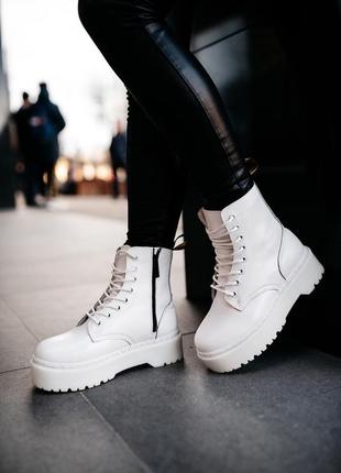 Женские ботинки зима белые😍dr martens jadon white😍зимние сапоги мартинс с мехом, жіночі