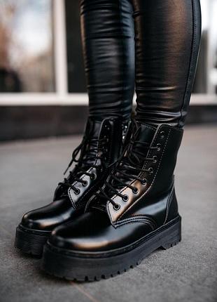 💞dr martens jordan black💞жіночі зимові черевики мартінс з хутром, чорні жіночі зима