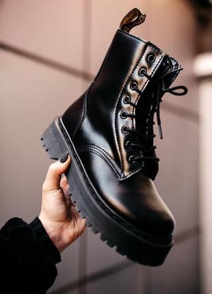 ❄️зимние женские ботинки❄️dr martens jadon black чёрные жіночі зима мех