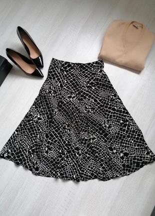 🌹расклешенная юбка миди в клетку🌹чёрная приталенная юбка