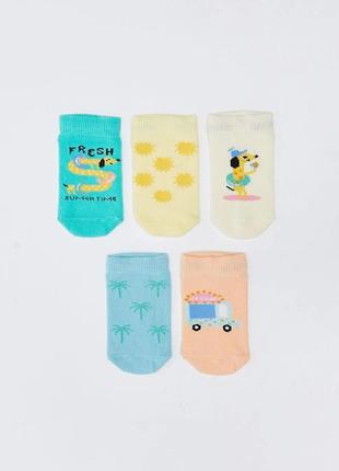 1-2/3-4/4-5 р новые фирменные яркие короткие носки мальчишки комплект набор 5пар lc waikiki вайки