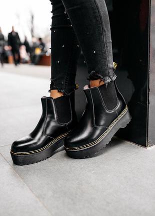 🌺dr martens chelsea black🌺женские зимние чёрные сапоги/ботинки мартинс челсиа зима мех3 фото