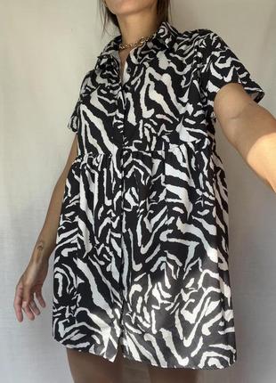 Коротка сукня рубашка сукня зебра2 фото