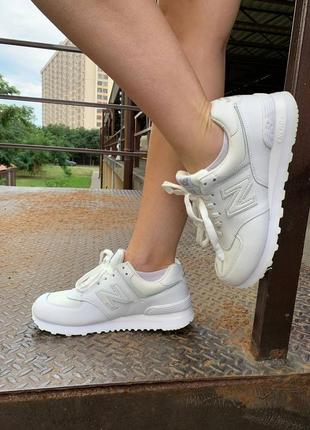 Кросівки new balance 574 white белые женские кроссовки нью беланс 574 кожанные демисезонные