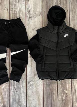 Челвичый спортивный костюм комлект с жилеткой безрукавкой nike swoosh2 фото