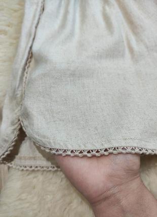 Комбинезон на плечи с открытими плечами песочный бежевый с натуральной ткани вискоза лен лён льон комбінезон з відкритими плечима ромпер шортами4 фото
