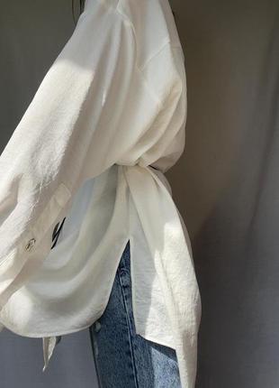 Удлиненная блуза от zara белая блуза цвет шампань5 фото