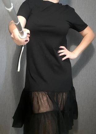 Платье- футболка с рюшами zara м-l/10-12