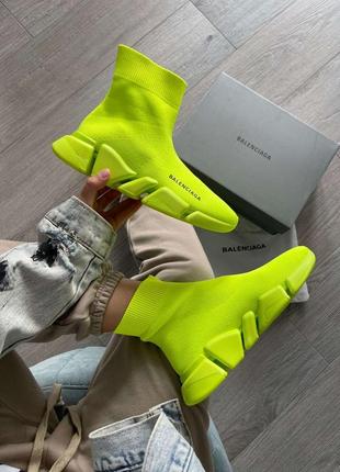 Кроссовки в стиле balenciaga speed 2.0 fluo yellow