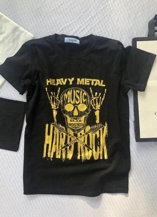 Футболка heavy metal с принтом из страз1 фото