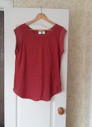 Акция 1+1= 3 🎁футболка терракотового цвета вьетнам, лен, размер xl