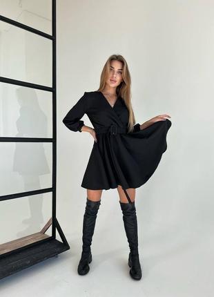 Міні сукня юбка спідниця кльош з поясом4 фото