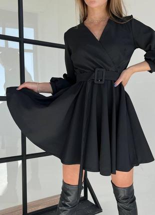 Міні сукня юбка спідниця кльош з поясом1 фото