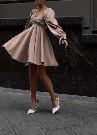 Платье короткое свободное с рукавом осеннее белое черное коричневое красное розовое базовое качественное5 фото
