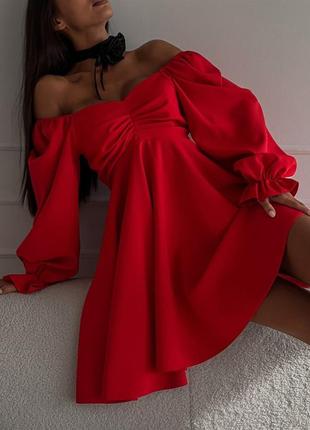 Платье короткое свободное с рукавом осеннее белое черное коричневое красное розовое базовое качественное3 фото