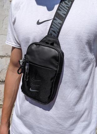 Сумка nike mini bag swoosh, барсетка найк, мессенджер nike, черная сумка, nike swoosh