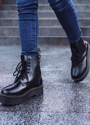 Dr martens jordan black жіночі/женські зимні/зимові ботинки/сапоги з хутром мартінс чорні