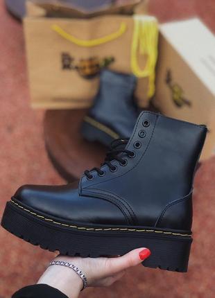 Женские/жіночі зимние ботинки мартинс🌹dr martens jadon black🌹чёрные с мехом платформа мех.3 фото