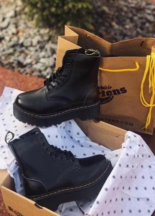 Женские/жіночі зимние ботинки мартинс🌹dr martens jadon black🌹чёрные с мехом платформа мех.7 фото