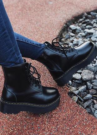 Женские/жіночі зимние ботинки мартинс🌹dr martens jadon black🌹чёрные с мехом платформа мех.