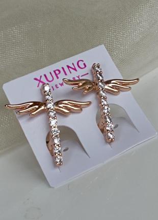 Серьги ангел мед золото