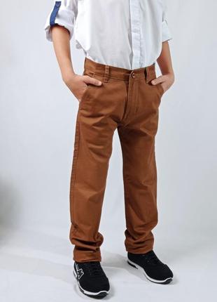 Штани для хлопця підлітка коричневого кольору коттонові6 фото