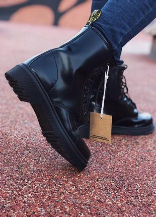 💖dr martens all black💖жіночі зимові ботинки/сапоги мартінс чорні  з хутром,женские зима2 фото