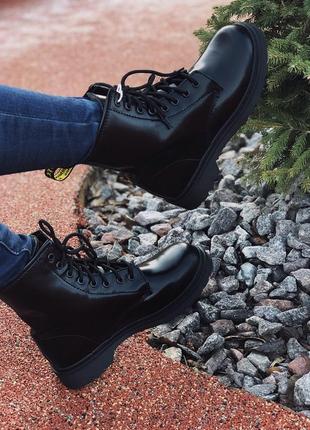 💖dr martens all black💖жіночі зимові ботинки/сапоги мартінс чорні  з хутром,женские зима5 фото