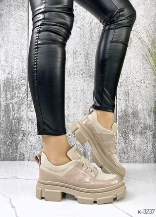 Натуральные кожаные и замшевые туфли - лоферы - оксфорды цвета мокко на шнуровке9 фото