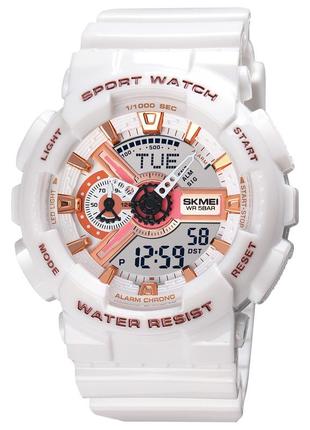 Спортивний чоловічий годинник skmei 1834wt white-gold водостійкий наручний кварцевий