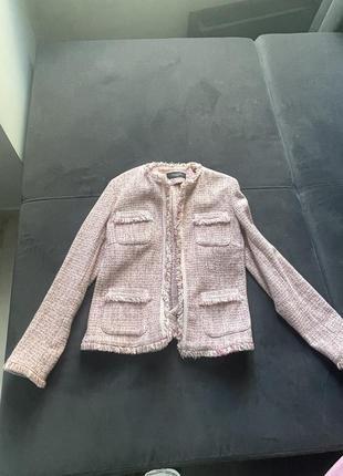 Max mara пиджак твидовый розовый2 фото