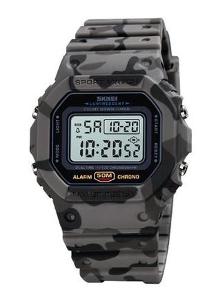 Спортивные мужские часы skmei 1628cmgy camo gray водостойкие наручные кварцевые